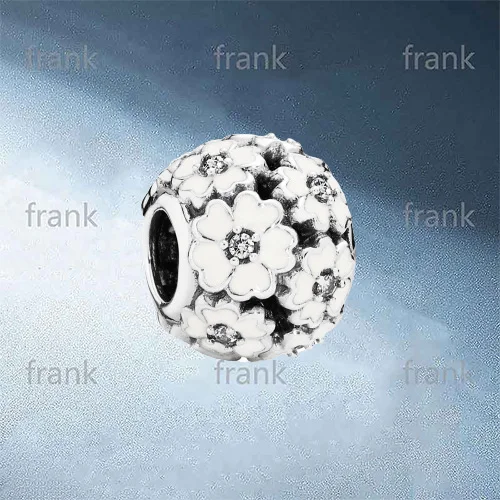 

791488EN12 Primrose silver charm with cubic zirconia and white enamel