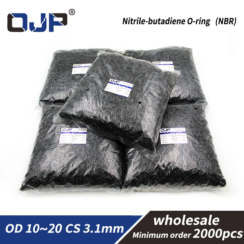 2000PCS/bag 3.1mm Thickness Rubber Ring NBR Sealing O-Ring OD10/11/12/13/14/15/16/17/18/19/20mm O Ring Seal Gasket Rings Washer