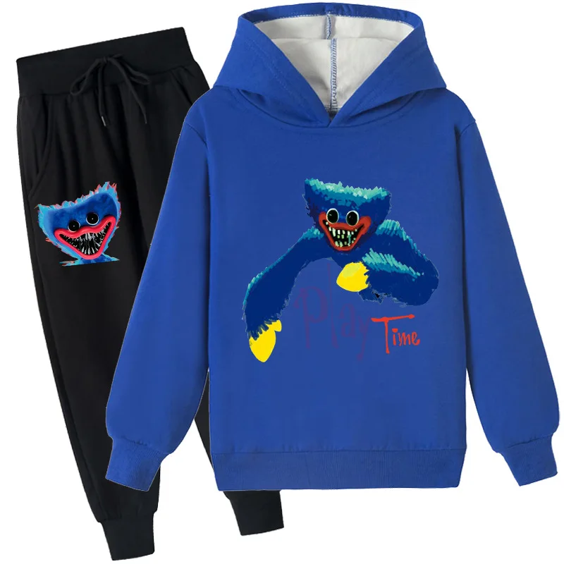 

Horror Game Poppy Playtime Clothes Kids Winter Warm Plush Hooded Coat+Pants 2pcs Set Boys Huggy Wuggy Clothing Girls Sport Suits