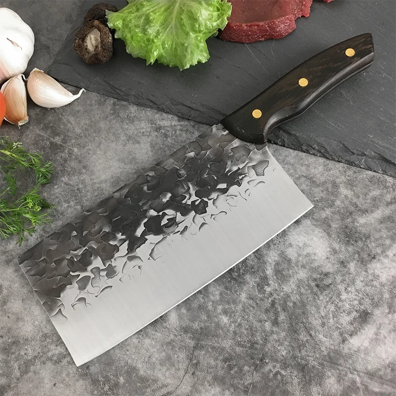 Фото Кованый молоток с узором, кухонный нож из нержавеющей стали, нож для мясного резака, нож для нарезки, нож шеф-повара, профессиональные ножи №5