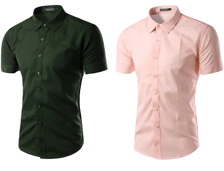 Мужская рубашка с коротким рукавом, приталенная, Camisa Social Masculina Chemise Homme, новинка, летняя мужская однотонная деловая рубашка 6537