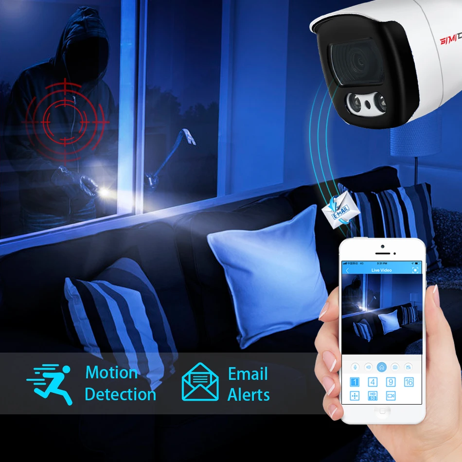 5MP/3MP HD Ai Смарт Камера IP камера PoE супер Ночное видение С микрофоном аудио