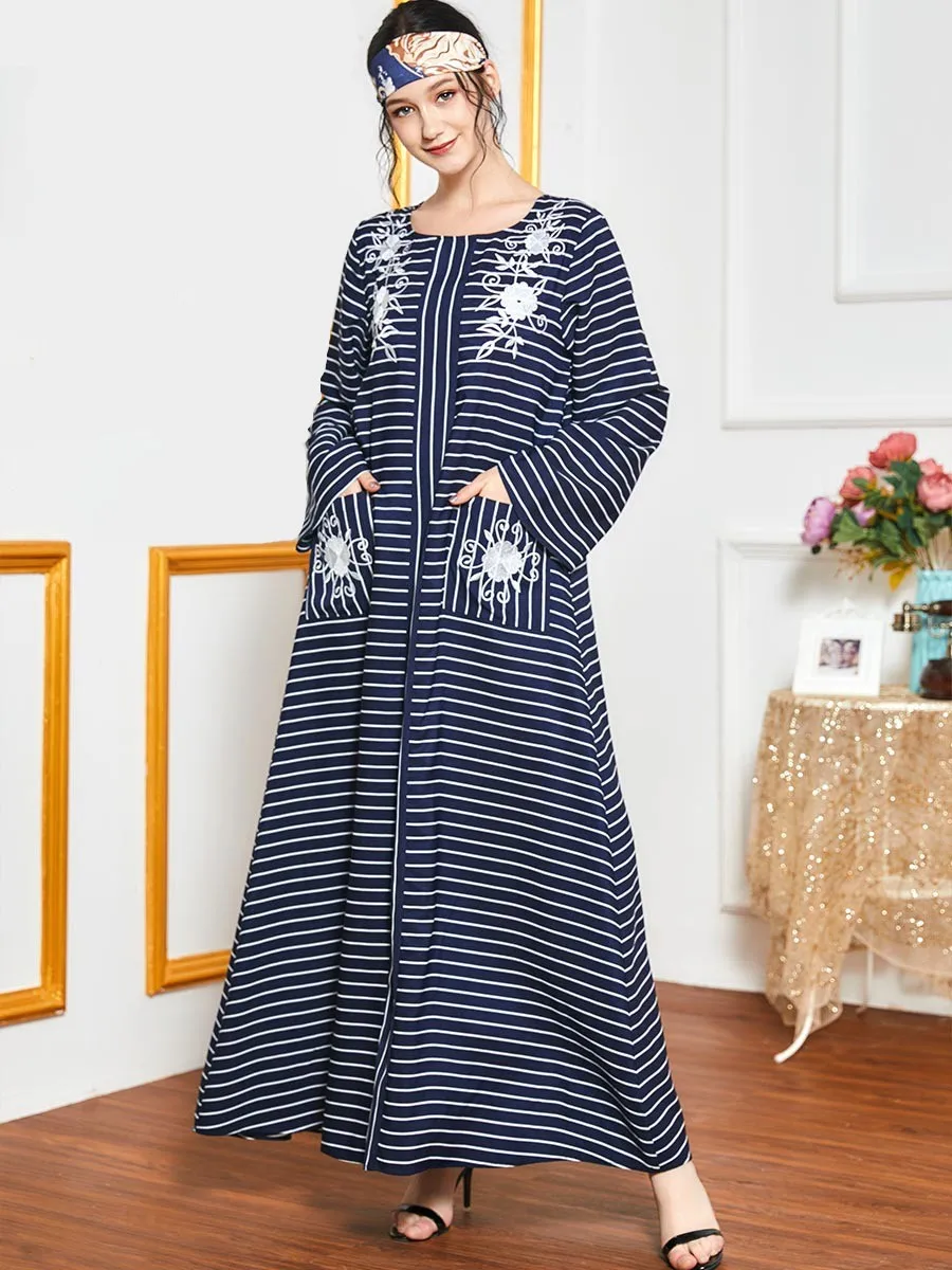 Платье в полоску с длинным рукавом осень/весна|Женские платья| |