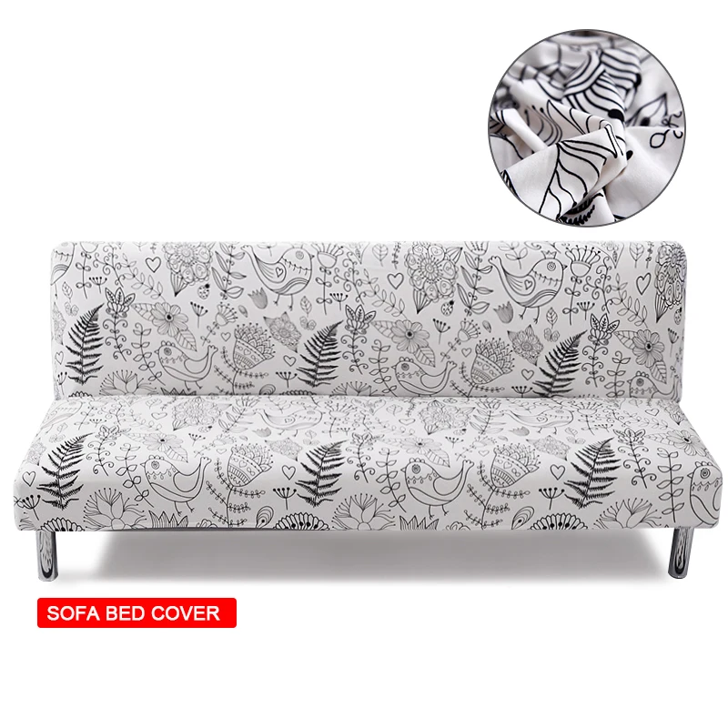 Эластичный чехол для раскладного дивана без подлокотников с принтом, современная растяжимая защита дешево для дома и отеля.