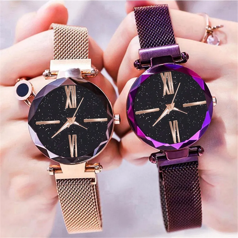 Женские часы женские Montre Femme с магнитной сеткой и звездным небом роскошные