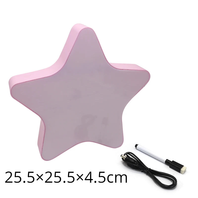 Pink Star USB Светильник с надписью Hinnixy s Box, перезаписываемый светодиодный ночник, рекламный светильник в форме звезды, Рождественский подарок - Испускаемый цвет: Pink Star USB