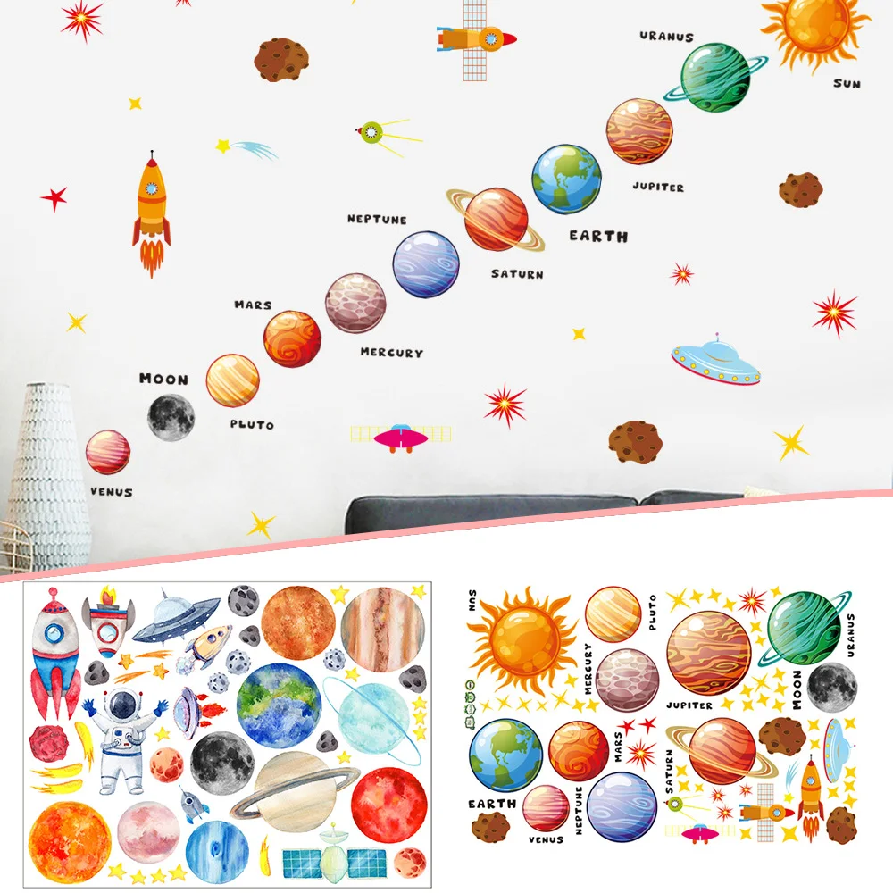 

Planets In Solar System Wall Stickers Outer Space Planets Wall Paper For Nursery Classroom Playroom Sticker Bedroom Living Room