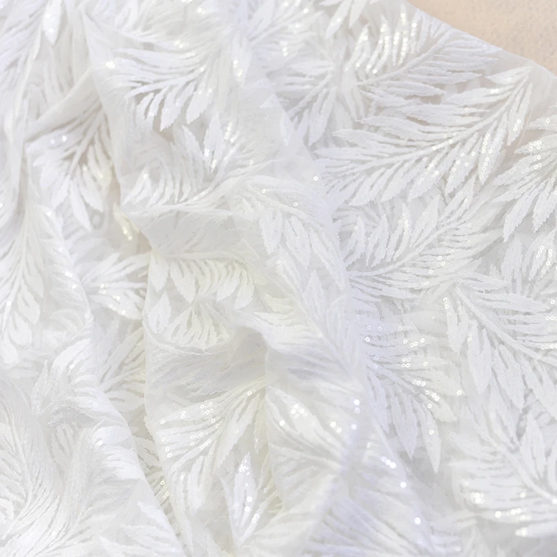 Ширина 130 см блестящая ткань с вышивкой блестящее Перо фатиновая сетка для