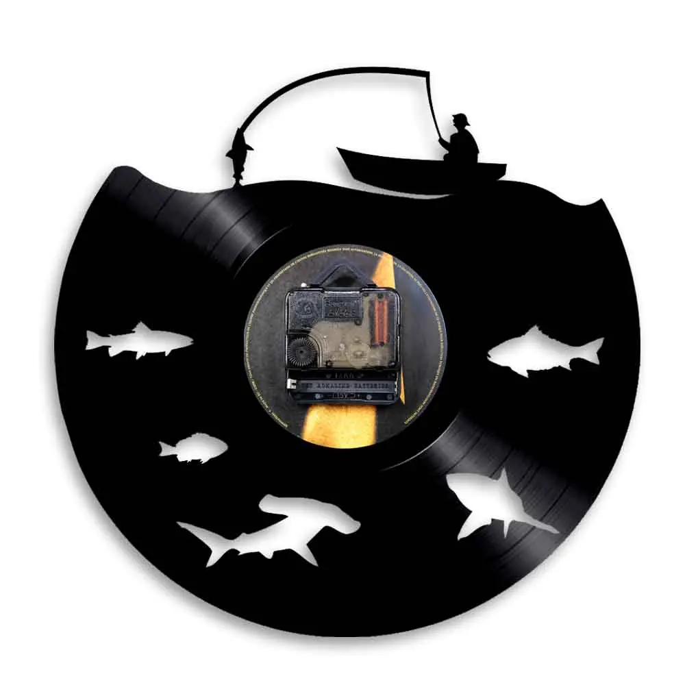 Вечерние настенные часы Fly Fishing Sign мужские с украшением в виде пещеры большие