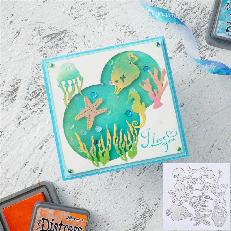 Kokorosa морским обитателям металлический Трафаретный вырубной штамп тиснение