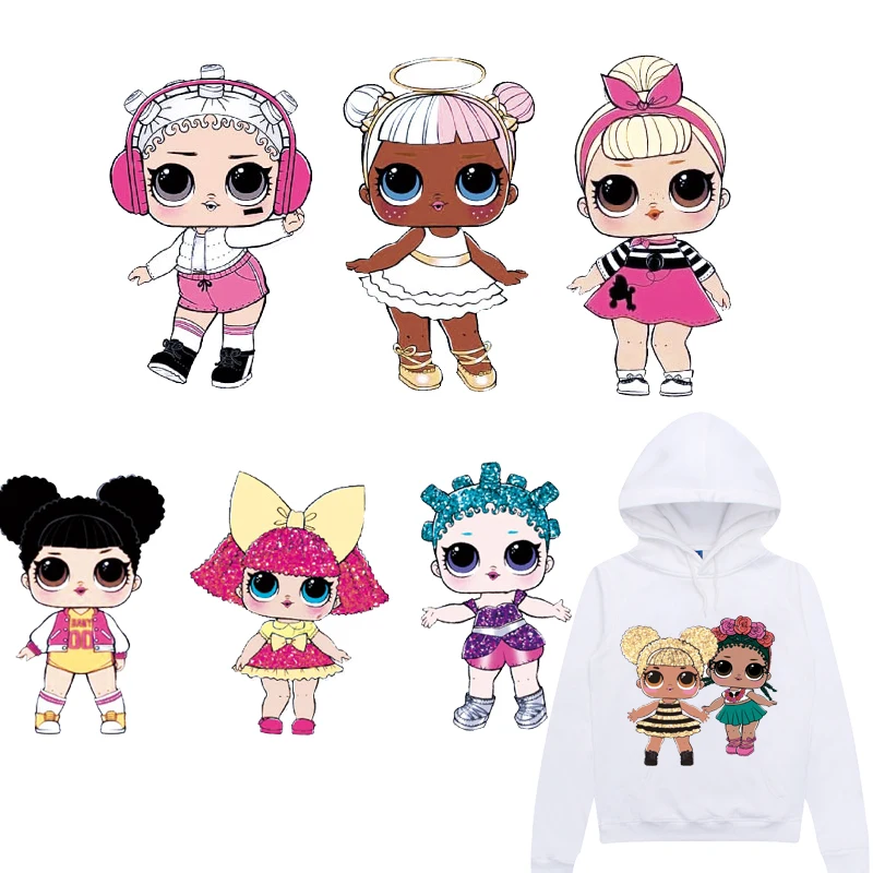 

Fashion Doll Girls Lovely Iron-on Transfers for Clothing Thermoadhesive Patches on Clothes Flex Fusible Patch Thermal Stickers