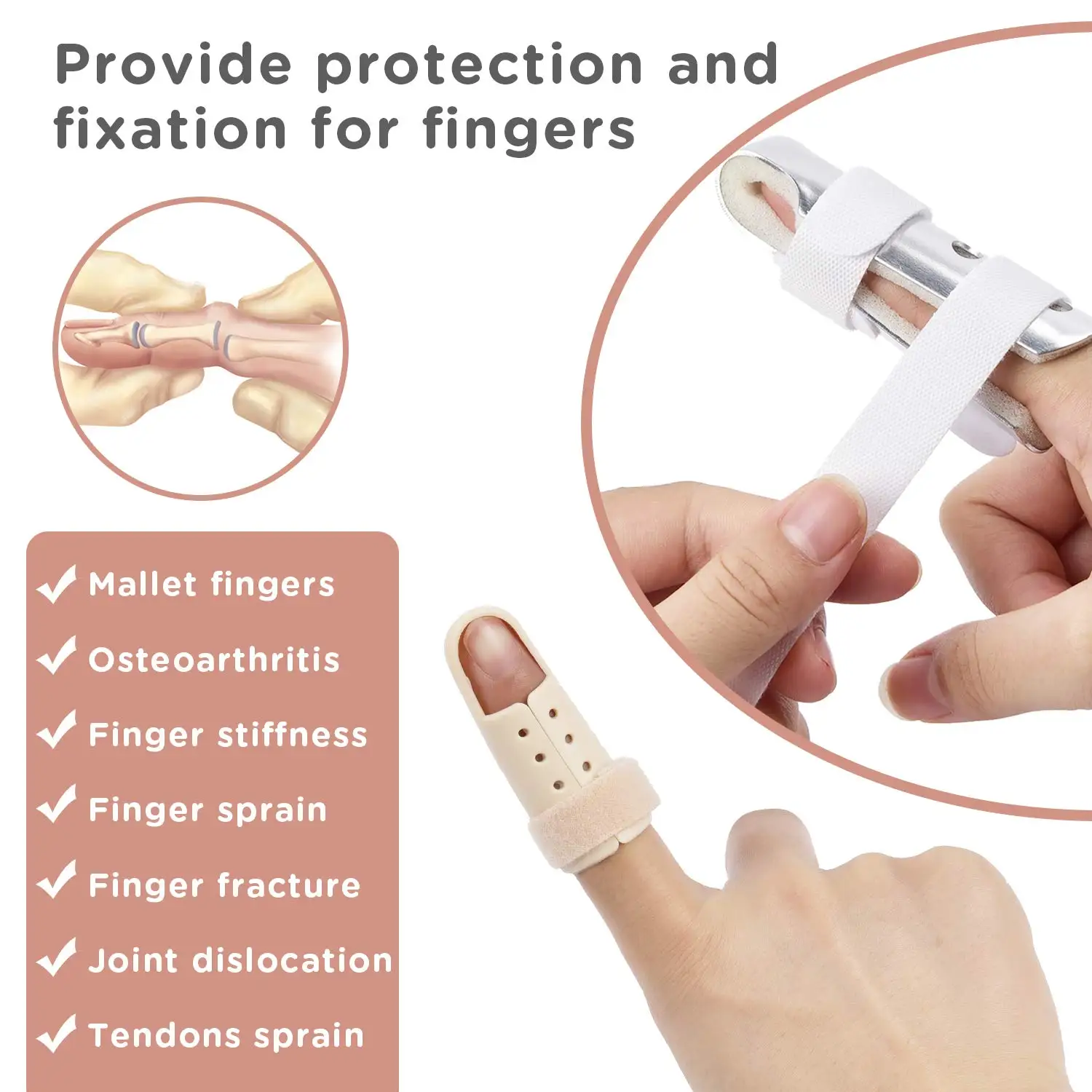 

Finger Splint, 7PCS Finger Support Brace Finger Stabilizer for Broken Fingers Straightening Arthritis Knuckle Immobilization