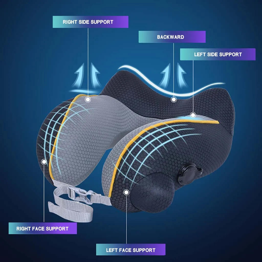 Inflatable U Shape Neck Cushion Travel Pillow Air Cushion Self-inflating Button Travel Neck Pillow Inflatable Airplane Pillow