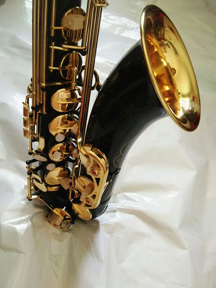 Профессиональный тенор саксофон лучшего качества черный Золотой в плоской