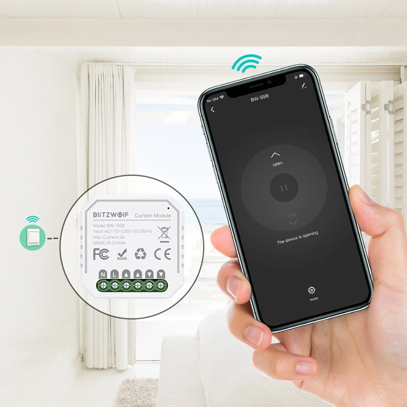 

BlitzWolf BW-SS6 Smart Life WIFI Smart Curtain APP / Google Alexa Roller Shutter Smart Home