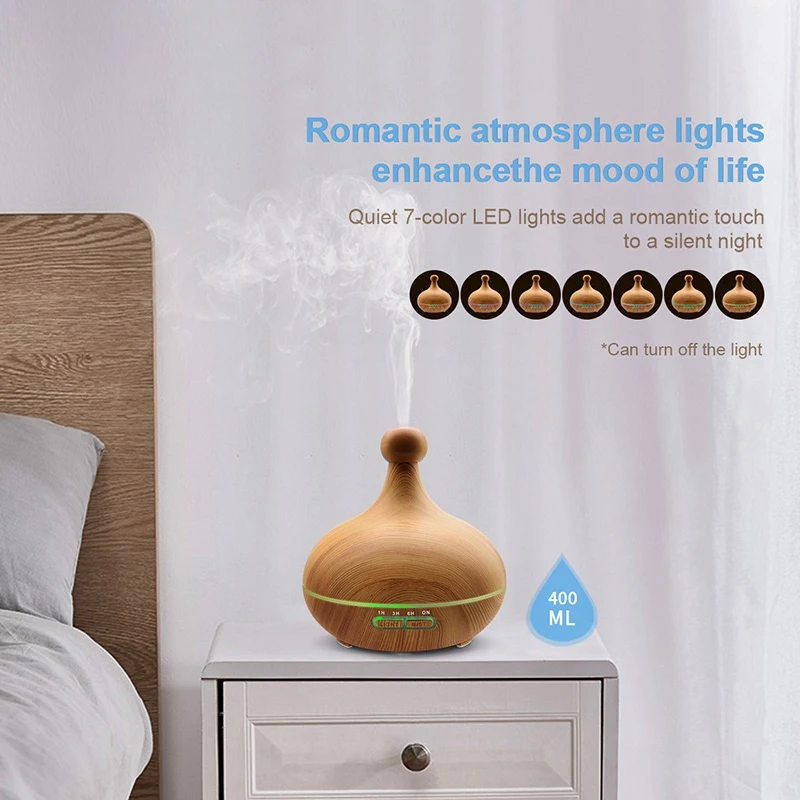 

400Ml Wood Grain Aromatherapy Machine Aromatherapy Humidifier Household Aromatherapy Lamp(UK Plug)