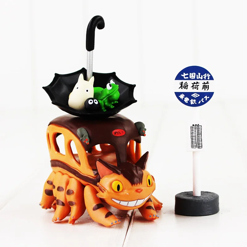 Фигурка Мой сосед Тоторо Игрушки котобус Chibi Зонт с лягушкой аниме модель игрушки