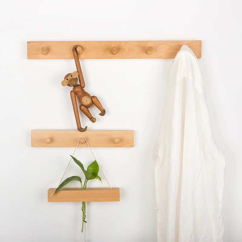 Скандинавская вешалка для дверей из массива дерева с крючком настенная хранения