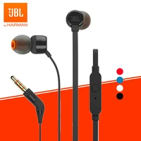 jbl t110 3 5mm wired earphones stereo music deep bass earbuds tune110 headset sport earphone in line control handsfree with mic