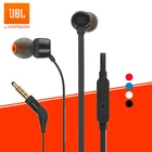 Проводные наушники JBL T110 3,5 мм, стереонаушники-вкладыши с глубокими басами для музыки, гарнитура TUNE110, спортивные наушники-вкладыши с управлением в режиме свободные руки и микрофоном