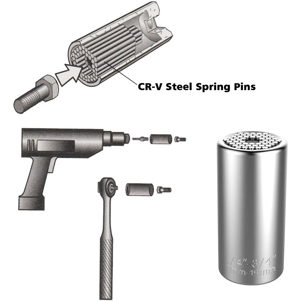 

Universal Torque Wrench Sleeve Head Set Magic Socket Sleeve 7-19mm Spanner Key Magic Grip Portable Multi Hand Tools