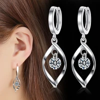 pretty womens earrings copper zircon crystal dangle studs earring for girls jewelry