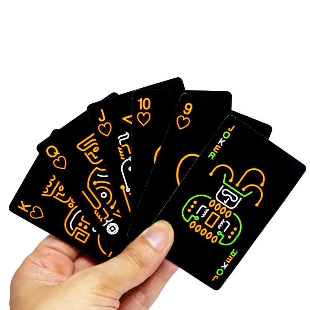 

Black Night Playing Cards Fluorescent Playing Cards Night Game Props Glowing Special Poker Team Game For Outdoor Bar KTV Tool