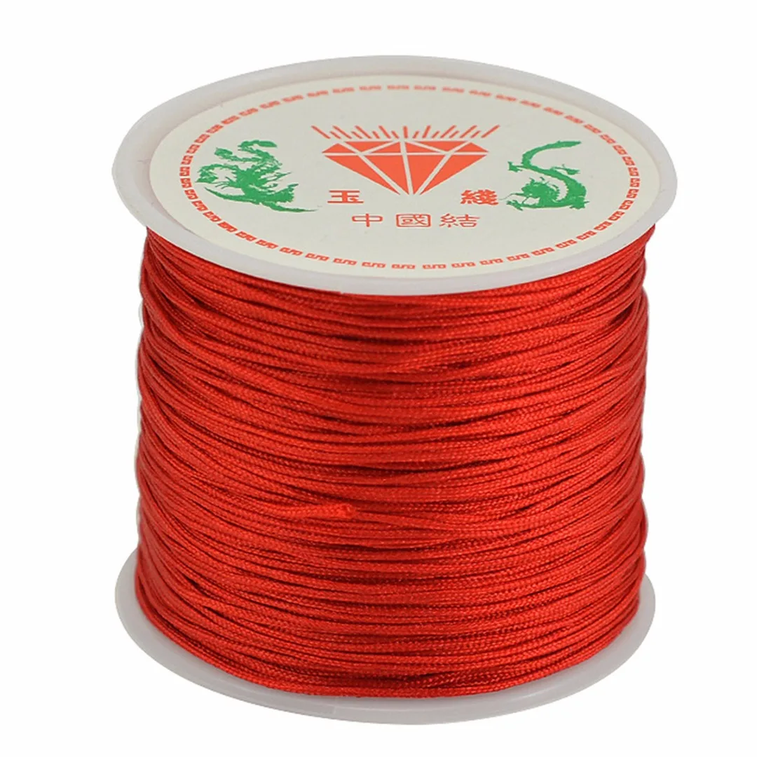 Red 45 м x 0,8 мм нейлоновый шнур, китайский УЗЕЛКОВЫЙ шнур, браслет макраме, плетеные стринги, сделай сам, кисточки вышивка бисером, ручная работа - Цвет: Red