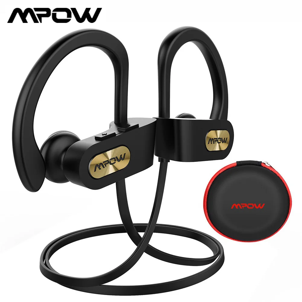 Mpow Flame Bluetooth 5,0 наушники спортивные Гарнитуры Hi-Fi стерео наушники IPX7 водонепроницаемые наушники с шумоподавлением с микрофоном чехол