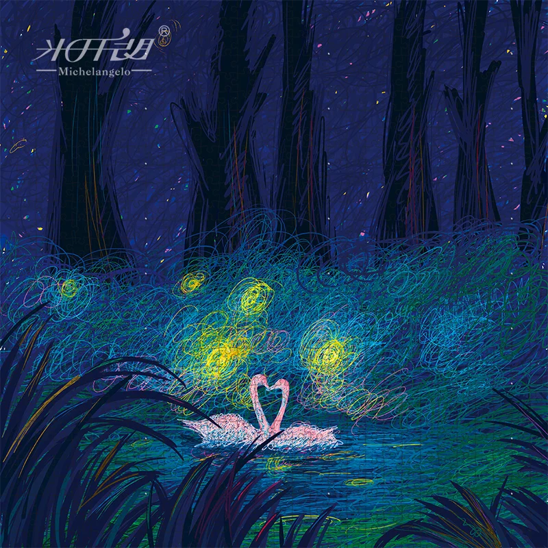 Микеланджело деревянный пазл 500 900 шт Любовь поздно ночью в виде лебедя одежда для