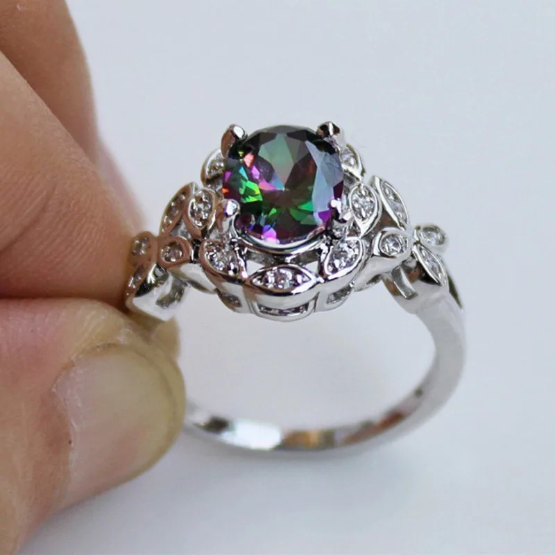 Anillos Yuzuk I 925 Серебряное ювелирное изделие семь радужных циркониевых колец