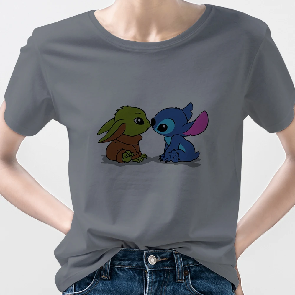 

Women's Brand T-Shirt Mandalorian Baby Yoda Woman T Shirt Y2K Ulzzang Fashion Summer Top Urban Best Friends Forever Tshirt