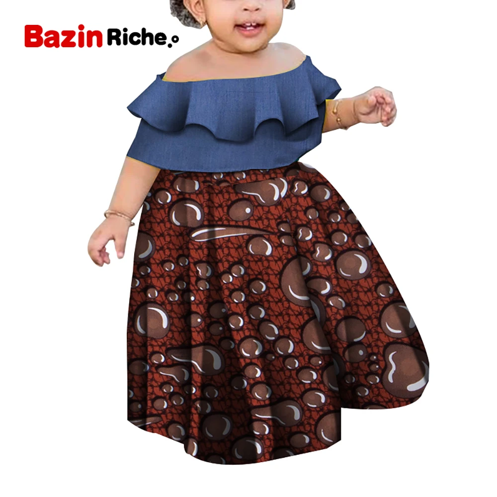 Летняя африканская одежда для девочек Анкара Детская Хлопковая восковая с
