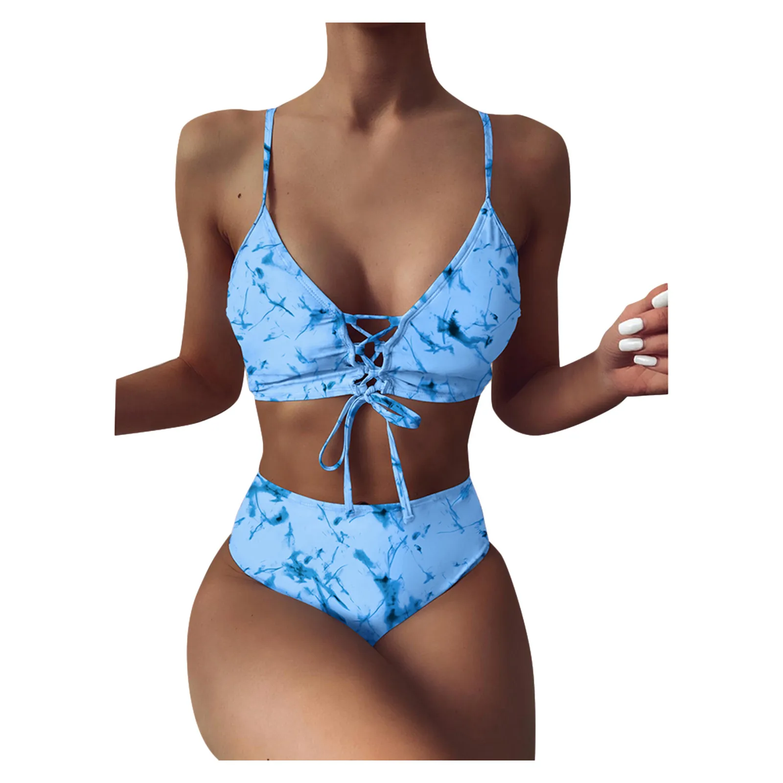 

Bandage Swimsuit Women Two Piece Thong Bikini Mujer Sexy Hollow Out Print Bathing Suit Women Bikini Stroje K Pielowe Damskie