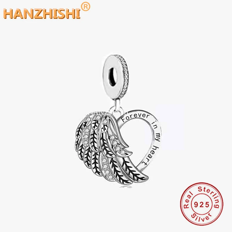 

925 Sterling Silver Forever In My Heart Dangle Charm Beads Fit Original Brand Bracelet Jewelry Gift For Mother Wife Girlfriend