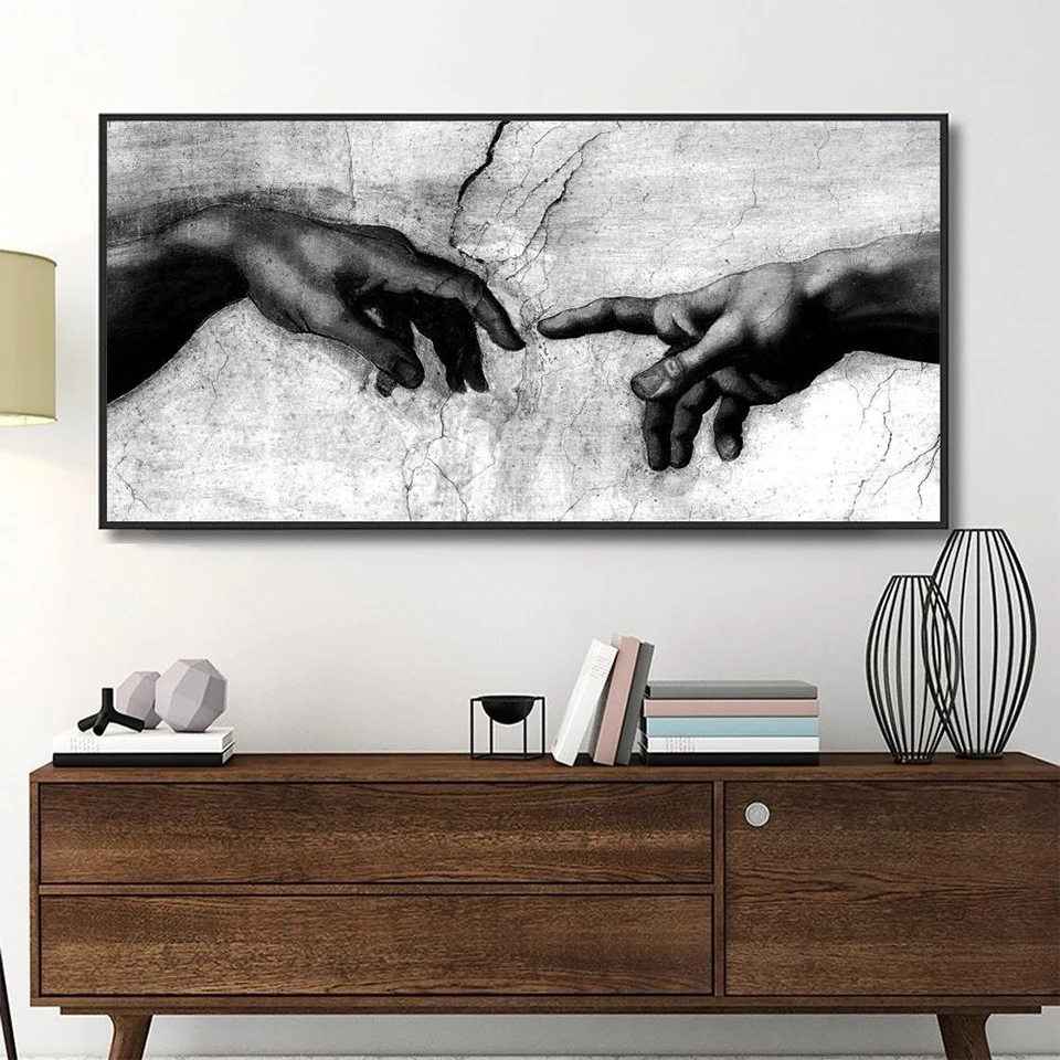 

Hand of God Creation of Adam Black White art Diamond Painting Full Square Round Diamond Embroidery Sale Wall Art Handmade Gift,