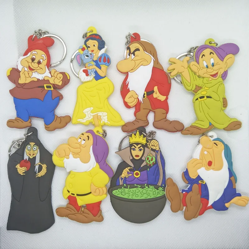 Аниме Белоснежка брелок ведьма королева Dopey застенчивый Sneezy Grumpy Sleepy милый забавный мультфильм ПВХ брелок кулон ювелирные изделия подарок