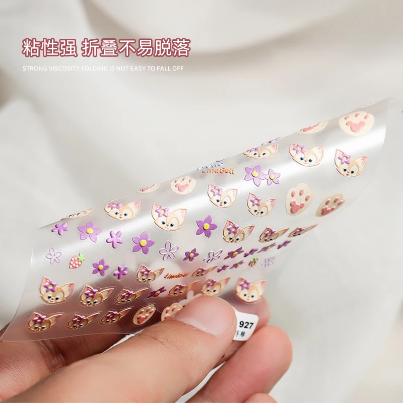 Наклейки для ногтей с 3D гравировкой милые животные лиса кролик цветок подошва