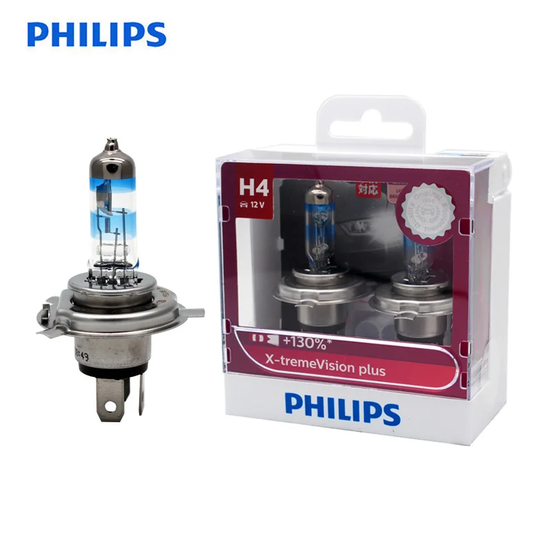 

Philips H4 9003 HB2 X-treme Vision Plus Bright White Light Car Halogen Headlight Hi/lo Beam ECE +130% Bright 12342XVP S2, Pair