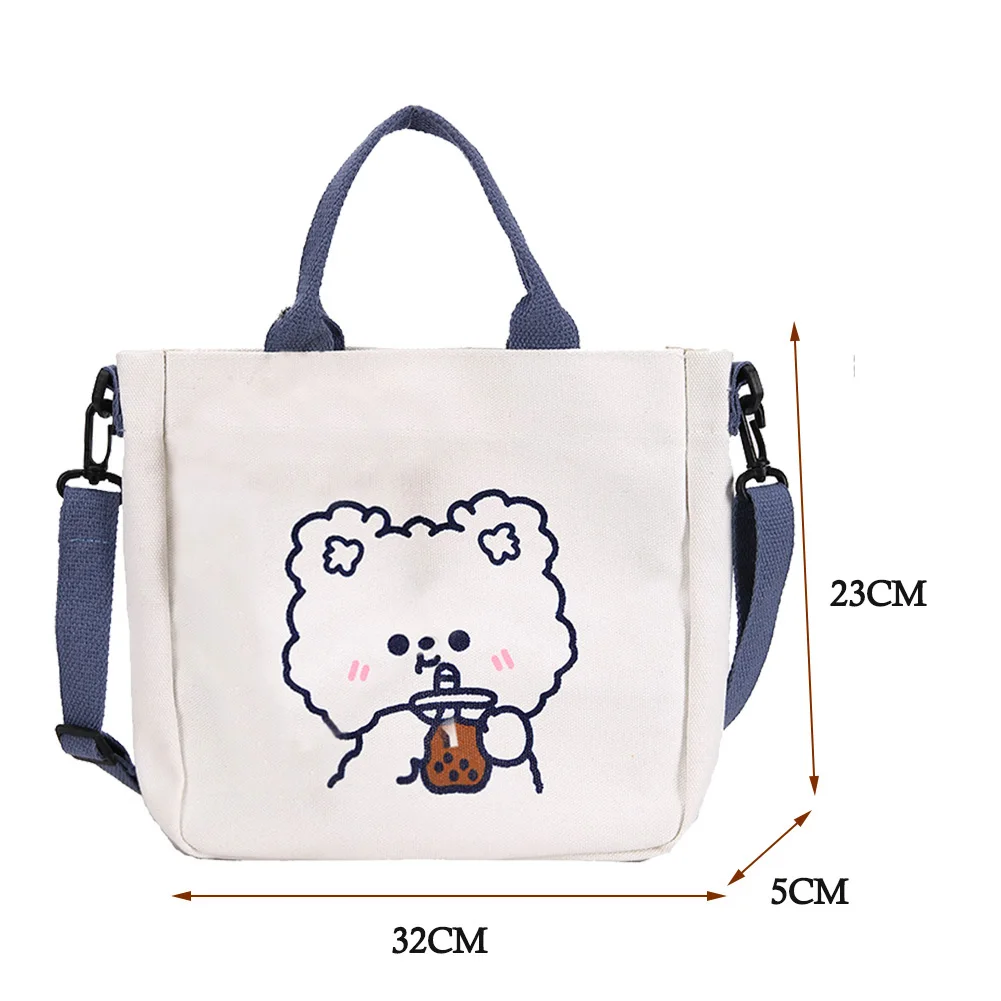 

Shopping Bag Cartoon Print Women Canvas Shoulder Tote Reusable Shopper Bag Cute Female Eco Casual Travel Handbag