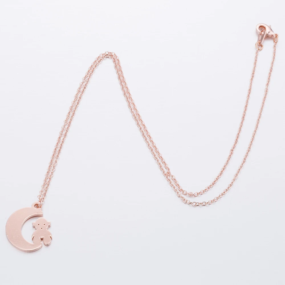 FENGLI уникальный медведь ожерелье из нержавеющей стали мать и ребенок луна