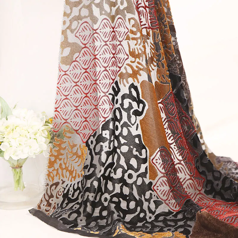 1yard Burnt-Out Velvet Fabric Brocade Velvet Burnt-out Fabric Nigeria Dresses for Women African Print Fabric 140cm Width