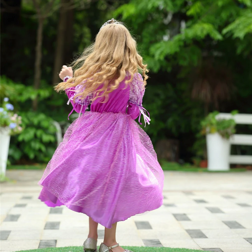 Winter Christmas Fancy Girls Princess Sofia Costume Children Birthday Party Rapunzel Wig Tulle Sophia Ball Gowns Kids Clothing | Детская