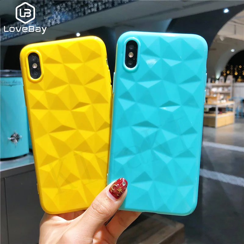 Lovebay чехол для телефона для iPhone 6 6s 7 8 Plus X XR XS Max модные яркие цвета 3D Алмазная текстура мягкий ТПУ чехол для телефона