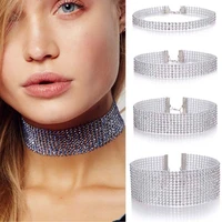 elegant gothic crystal choker necklace for women girls wedding party fashion jeweley silver chain punk gothic choker necklaces