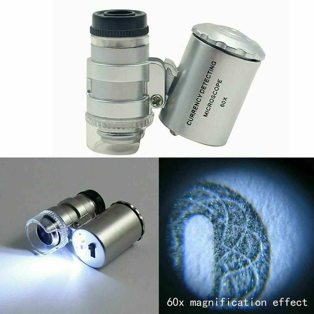 

60X Mini Pocket LED Light Jewellers Loupe Microscope Glass Jewellery Magnifier Power Tools 60X Mini Pocket Magnifier