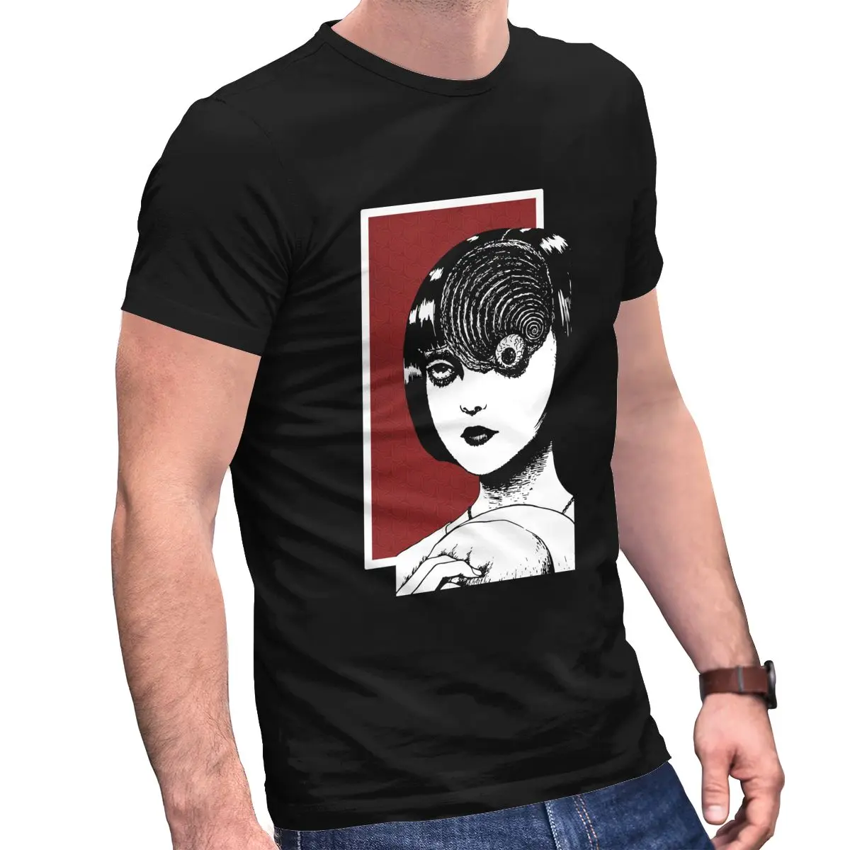 

Футболка Tomie Junji Ito Узумаки, Мужская хлопковая футболка, Япония ужасов, манга, уличная одежда, топы, Повседневная футболка с коротким рукавом, ...