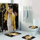 Черная художественная картина Freddie Mercury, домашний декор, королевская занавеска для ванной, водонепроницаемая душевая занавеска s, Нескользящие Коврики для ванной, коврики