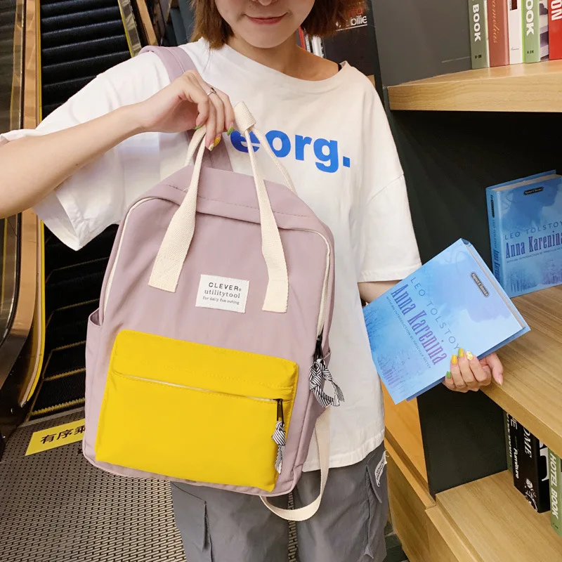 Холщовый Рюкзак для девочек-подростков школьная сумка простой дорожный рюкзак в