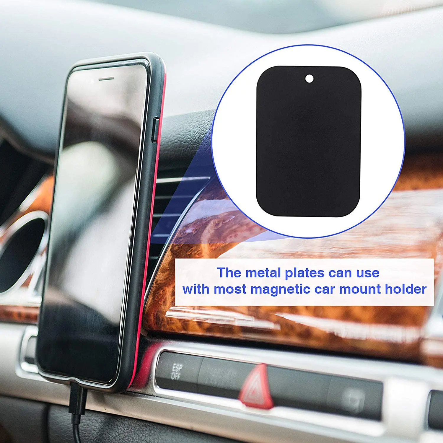 Black Metal Plates for Magnetic Car Mounts Replacements Phone Tablet Holder Magnet Guide Sticker for Magnetic Bracket